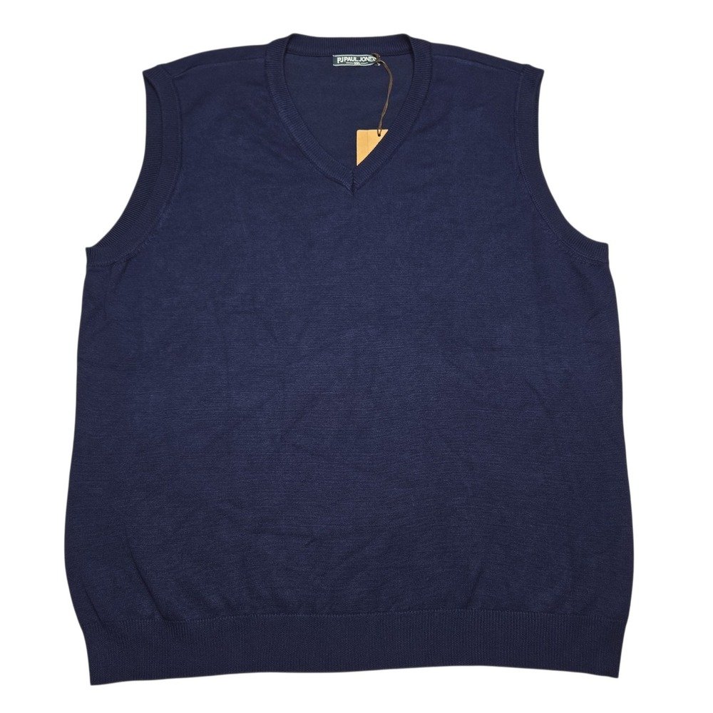 PJ Paul Jones Sweater Vest Preppy Mens 3XL Navy Blue V-Neck Knit Pullover New